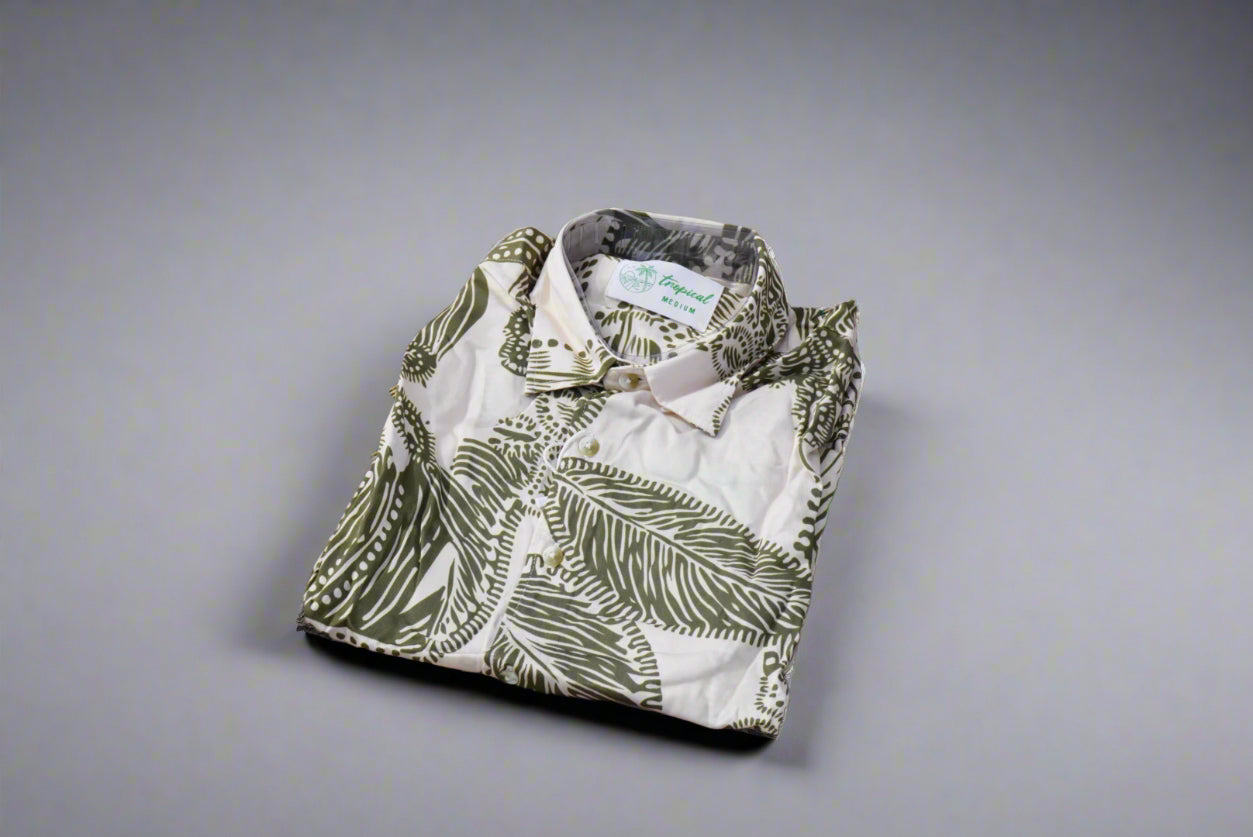 Green Tropical Print Shirt