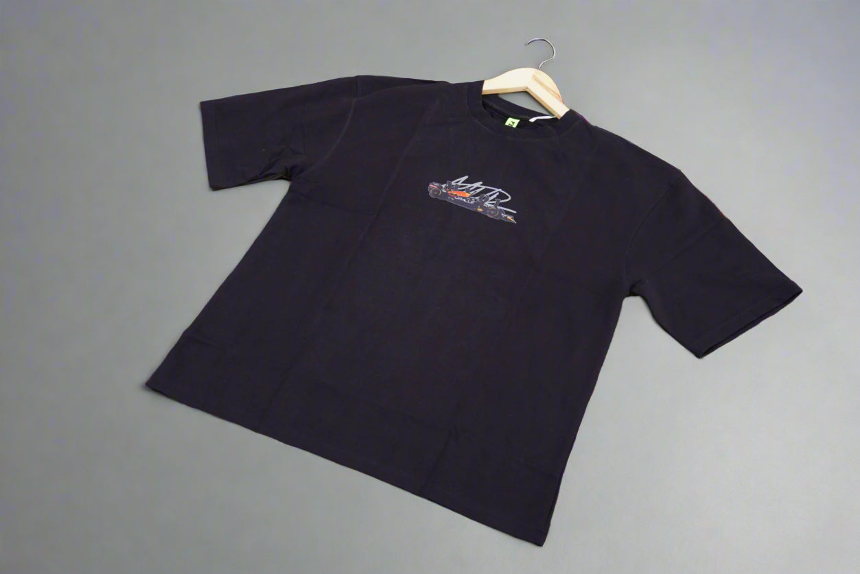 Black T-shirt printed